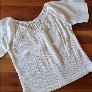 RARE! VINTAGE 60s Hippy Sheer Gauze Scoop-Neck Short-Sleeve Peasant Blouse, S/M
